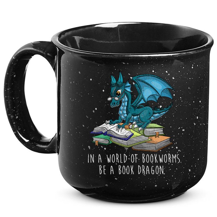 In A World Full Of Bookworms Be A Book Dragon 15oz Campfire Ceramic Mug
