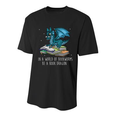In A World Full Of Bookworms Be A Book Dragon Youth Performance Sprint T-Shirt
