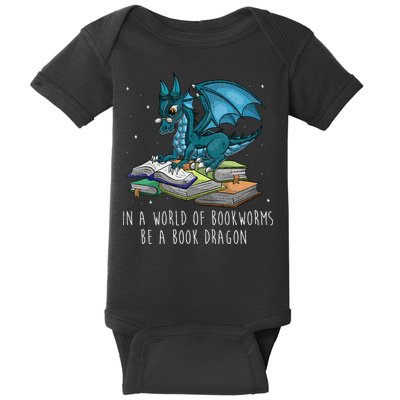 In A World Full Of Bookworms Be A Book Dragon Baby Bodysuit