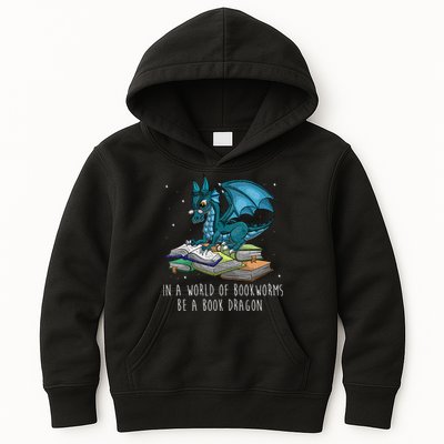 In A World Full Of Bookworms Be A Book Dragon Kids Hoodie
