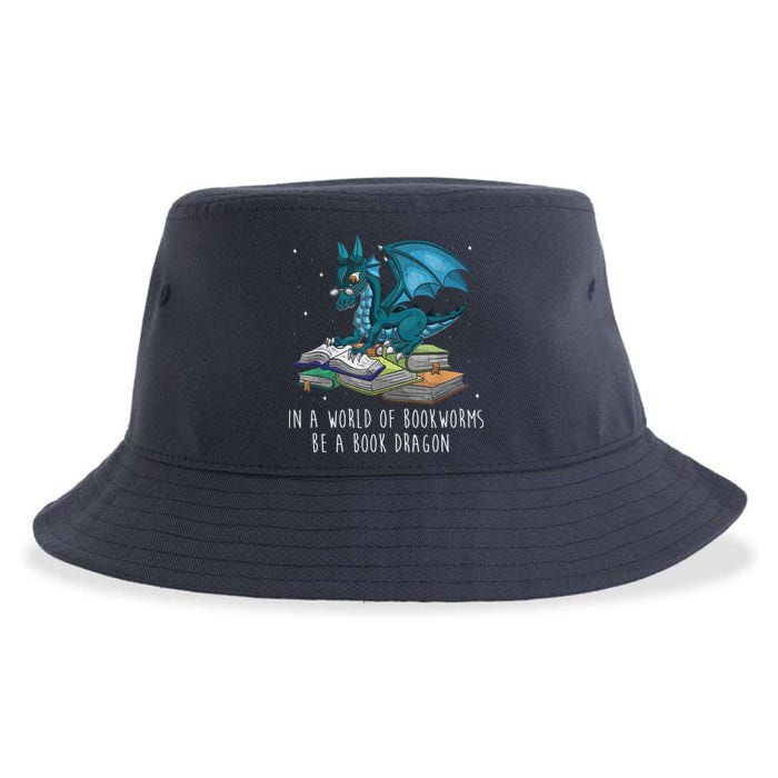 In A World Full Of Bookworms Be A Book Dragon Sustainable Bucket Hat