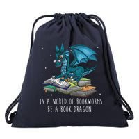 In A World Full Of Bookworms Be A Book Dragon Drawstring Bag