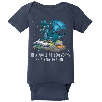 In A World Full Of Bookworms Be A Book Dragon Baby Bodysuit