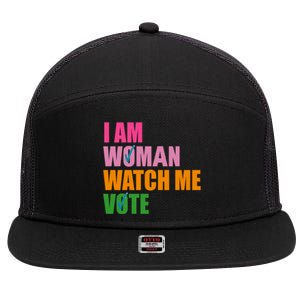 I Am Woman Watch Me Vote 7 Panel Mesh Trucker Snapback Hat