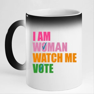 I Am Woman Watch Me Vote 11oz Black Color Changing Mug