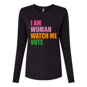 I Am Woman Watch Me Vote Womens Cotton Relaxed Long Sleeve T-Shirt