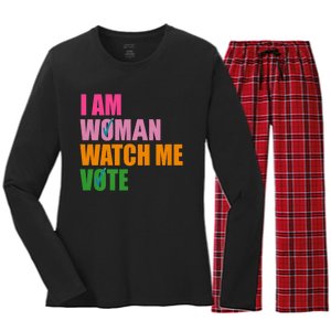 I Am Woman Watch Me Vote Women's Long Sleeve Flannel Pajama Set 