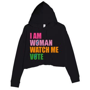 I Am Woman Watch Me Vote Crop Fleece Hoodie