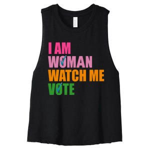 I Am Woman Watch Me Vote Women's Racerback Cropped Tank