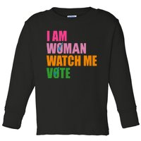 I Am Woman Watch Me Vote Toddler Long Sleeve Shirt