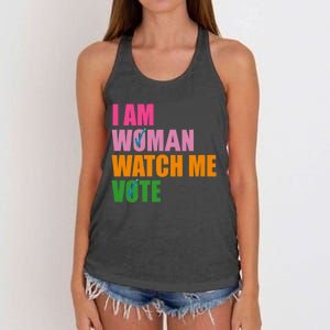 I Am Woman Watch Me Vote Women's Knotted Racerback Tank