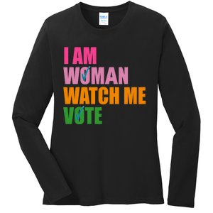 I Am Woman Watch Me Vote Ladies Long Sleeve Shirt