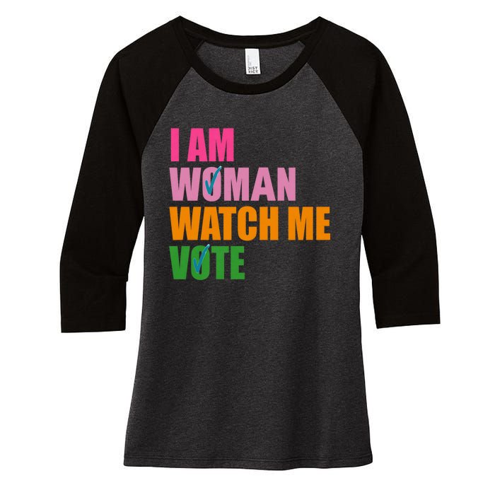 I Am Woman Watch Me Vote Women's Tri-Blend 3/4-Sleeve Raglan Shirt