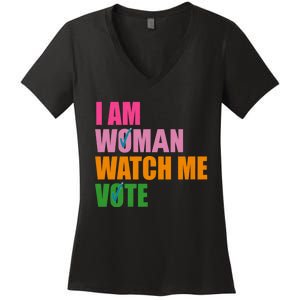 I Am Woman Watch Me Vote Women's V-Neck T-Shirt