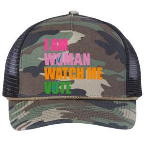 I Am Woman Watch Me Vote Retro Rope Trucker Hat Cap