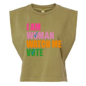 I Am Woman Watch Me Vote Garment-Dyed Women's Muscle Tee