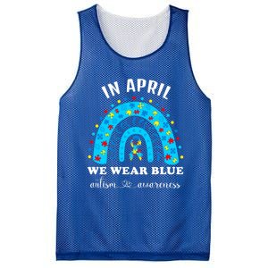 In April We Wear Blue Autism Awareness Month Blue Rainbow Great Gift Mesh Reversible Basketball Jersey Tank