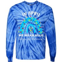 In April We Wear Blue Autism Awareness Month Blue Rainbow Great Gift Tie-Dye Long Sleeve Shirt