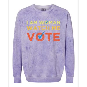 I Am Woman Watch Me Vote 2024 Colorblast Crewneck Sweatshirt