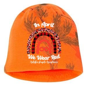 In April We Wear Red Instead Autism People Acceptance Gift Kati - Camo Knit Beanie