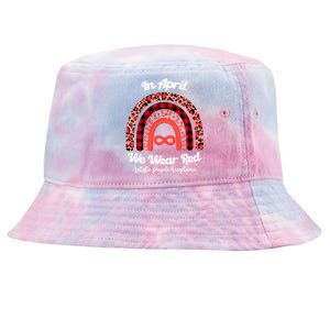 In April We Wear Red Instead Autism People Acceptance Gift Tie-Dyed Bucket Hat