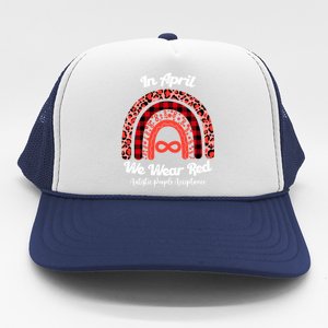 In April We Wear Red Instead Autism People Acceptance Gift Trucker Hat