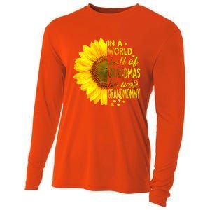 In A World Full Of Grandmas Be Grandmommy Sunflower Funny Gift Cooling Performance Long Sleeve Crew