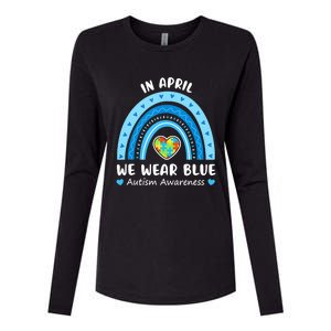 In April We Wear Blue Rainbow Gift Autism Awareness Month Cool Gift Womens Cotton Relaxed Long Sleeve T-Shirt