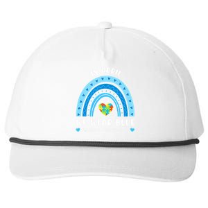 In April We Wear Blue Rainbow Gift Autism Awareness Month Cool Gift Snapback Five-Panel Rope Hat