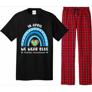 In April We Wear Blue Rainbow Gift Autism Awareness Month Cool Gift Pajama Set