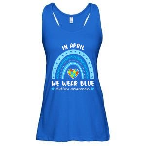 In April We Wear Blue Rainbow Gift Autism Awareness Month Cool Gift Ladies Essential Flowy Tank