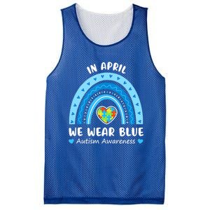 In April We Wear Blue Rainbow Gift Autism Awareness Month Cool Gift Mesh Reversible Basketball Jersey Tank