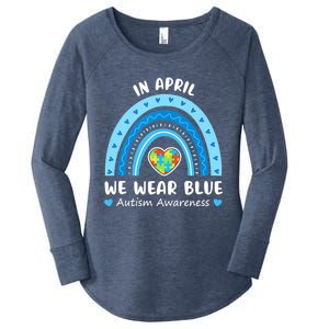 In April We Wear Blue Rainbow Gift Autism Awareness Month Cool Gift Women's Perfect Tri Tunic Long Sleeve Shirt