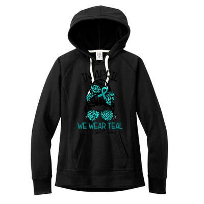 In April We Wear Teal Sexual Assault Awareness Messy Bun Gift Women's Fleece Hoodie