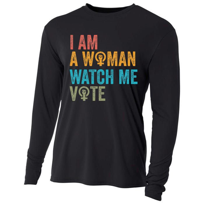 I Am Woman Watch Me Vote Vintage Cooling Performance Long Sleeve Crew