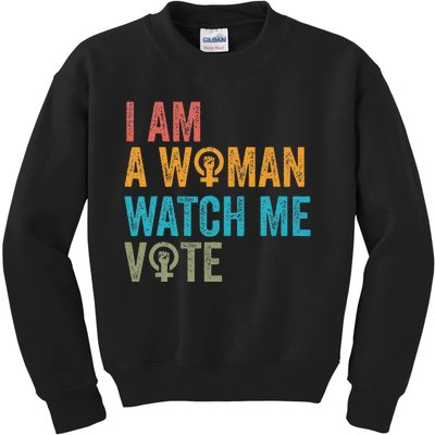 I Am Woman Watch Me Vote Vintage Kids Sweatshirt