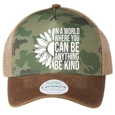 In A World Where You Can Be Anything Be Kind Sunflower Anti Bully Legacy Tie Dye Trucker Hat