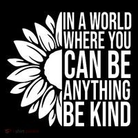 In A World Where You Can Be Anything Be Kind Sunflower Anti Bully Stripe Pom Pom Beanie