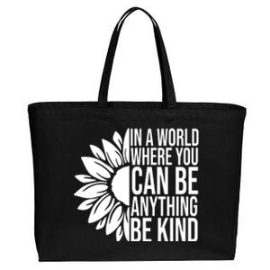 In A World Where You Can Be Anything Be Kind Sunflower Anti Bully Cotton Canvas Jumbo Tote