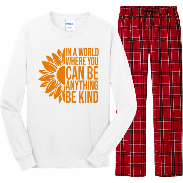 In A World Where You Can Be Anything Be Kind Sunflower Anti Bully Long Sleeve Pajama Set