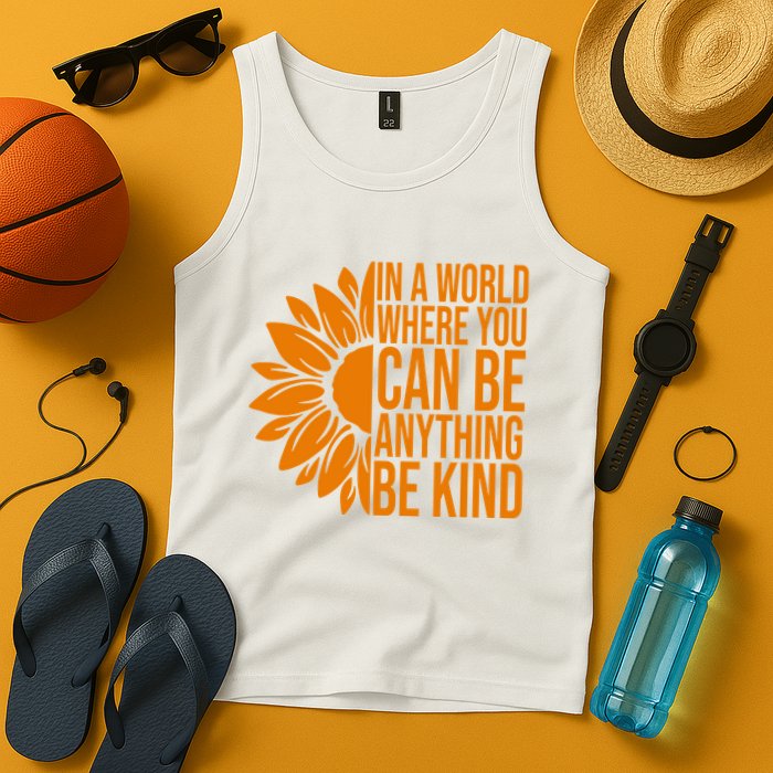 In A World Where You Can Be Anything Be Kind Sunflower Anti Bully Tank Top