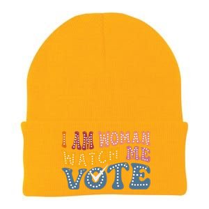 I Am Woman Watch Me Vote Election 2024 Political For Female Knit Cap Winter Beanie