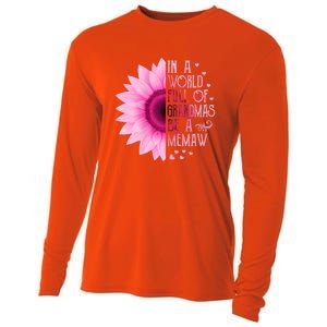 In A World Full Of Grandmas Be Memaw Sunflower Cute Gift Cooling Performance Long Sleeve Crew