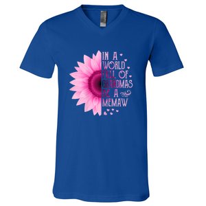 In A World Full Of Grandmas Be Memaw Sunflower Cute Gift V-Neck T-Shirt