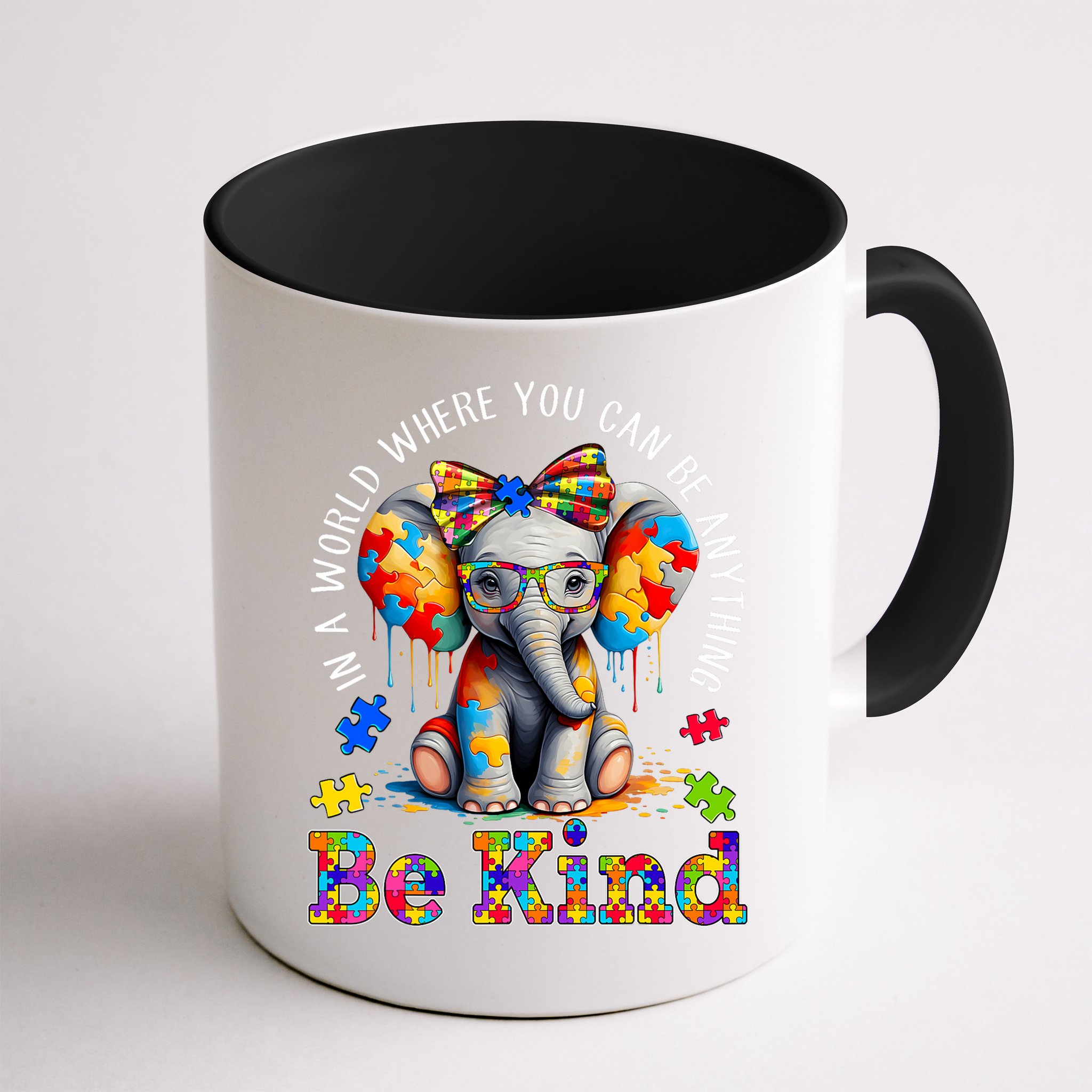 In A World Where You Can Be Anything Be Kind Autism Elephant Mug