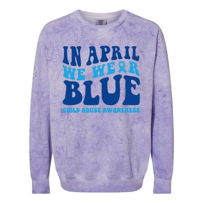 In April We Wear Blue Child Abuse Awareness Colorblast Crewneck Sweatshirt