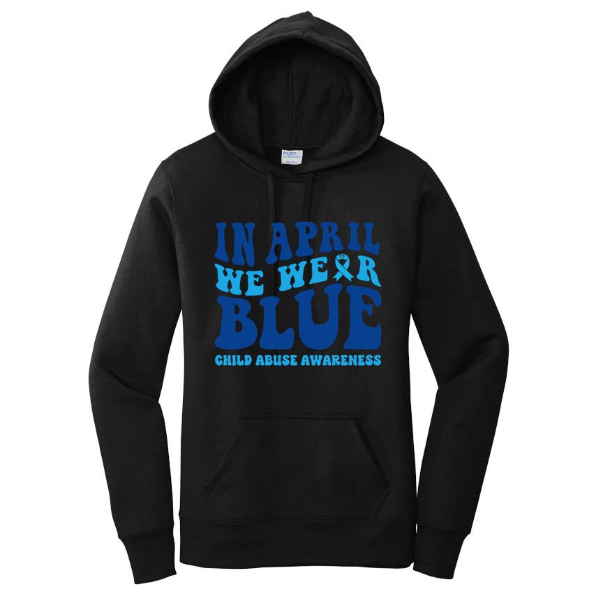 In April We Wear Blue Child Abuse Awareness Women's Pullover Hoodie