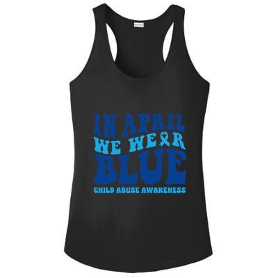 In April We Wear Blue Child Abuse Awareness Ladies PosiCharge Competitor Racerback Tank