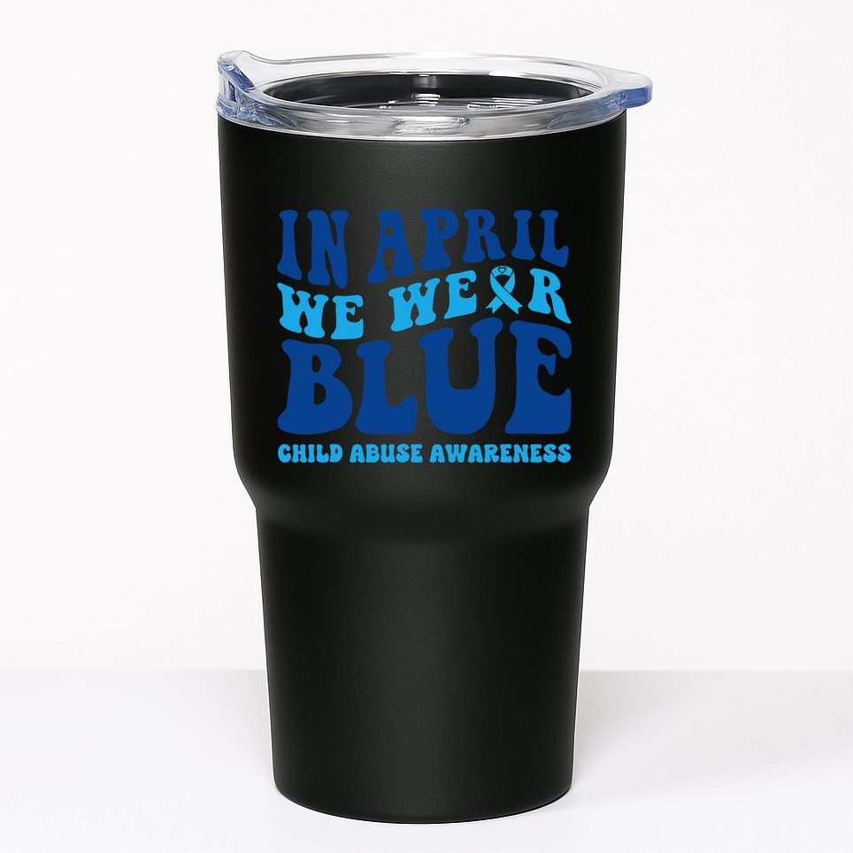 In April We Wear Blue Child Abuse Awareness Tumbler