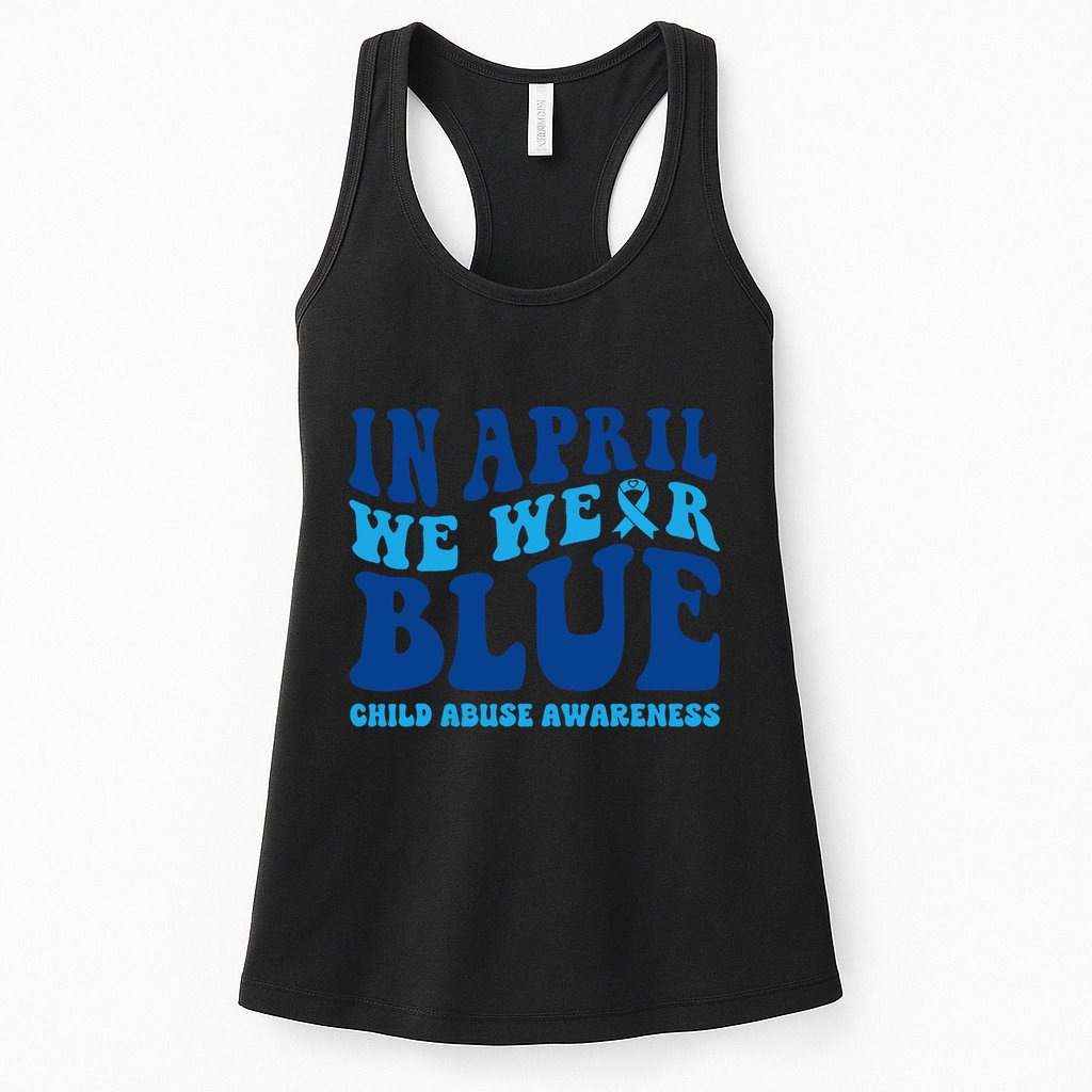 In April We Wear Blue Child Abuse Awareness Womens Tank Top